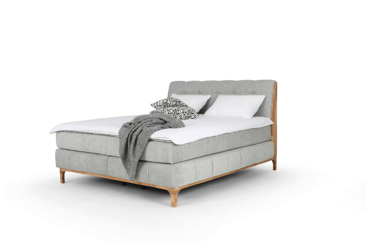 BOXSPRINGOVÁ POSTEĽ, 180/200 cm, platinová - farba duba/platinová, Konventionell, drevo/kompozitné drevo (180/200cm) - Welnova