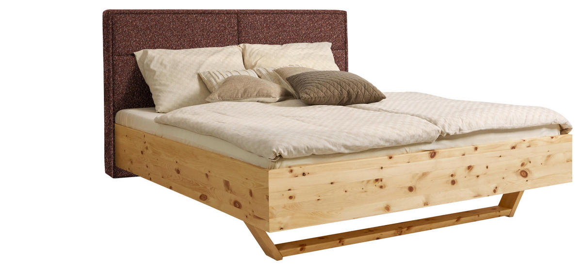 BETT 160/200 cm  in Zirbelkieferfarben, Dunkelrot  - Zirbelkieferfarben/Dunkelrot, Natur, Holz/Textil (160/200cm) - Valnatura