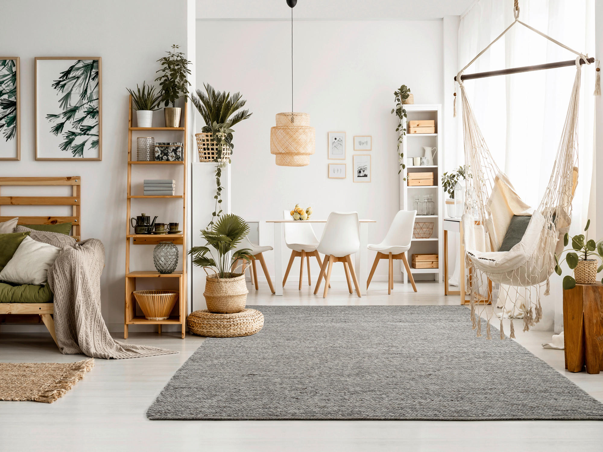 HANDWEBTEPPICH 200/200 cm Helsinki  - Graubraun, Basics, Textil (200/200cm) - Linea Natura