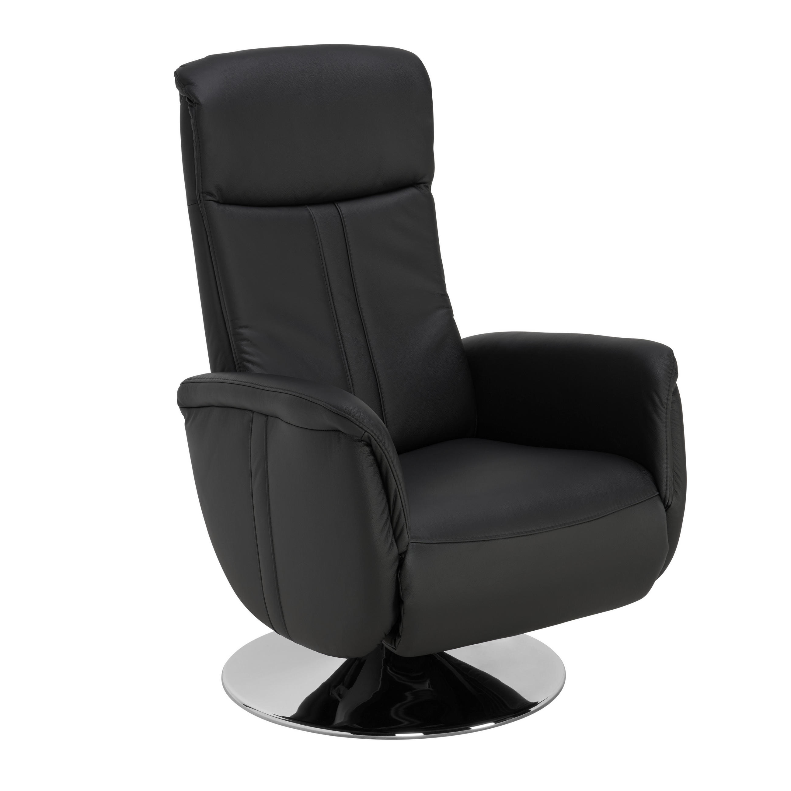 RELAXAČNÍ KŘESLO, kůže, černá - černá/barvy chromu, Design, kov/kůže (71/108/83cm) - Beldomo Premium