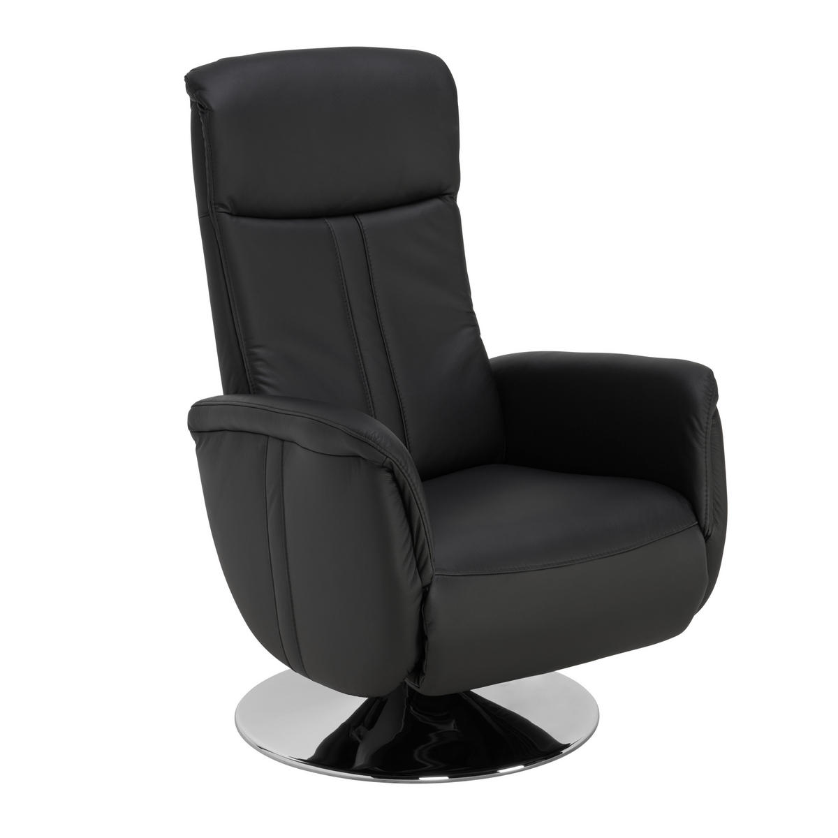 RELAXAČNÍ KŘESLO, kůže, černá - černá/barvy chromu, Design, kov/kůže (71/108/83cm) - Beldomo Premium