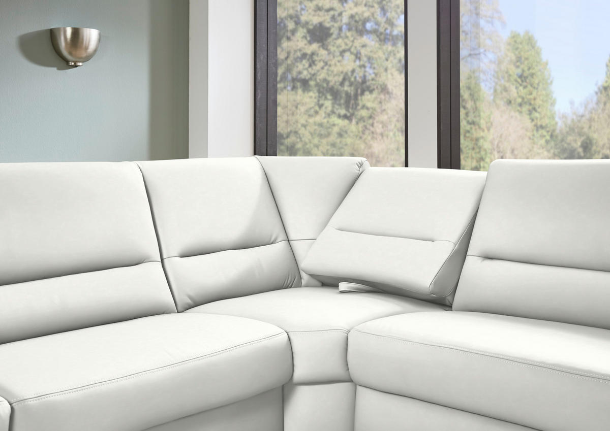 ECKSOFA  in Echtleder Weiß  290/249 cm  - Schwarz/Weiß, KONVENTIONELL, Leder/Metall (290/249cm) - Beldomo Premium