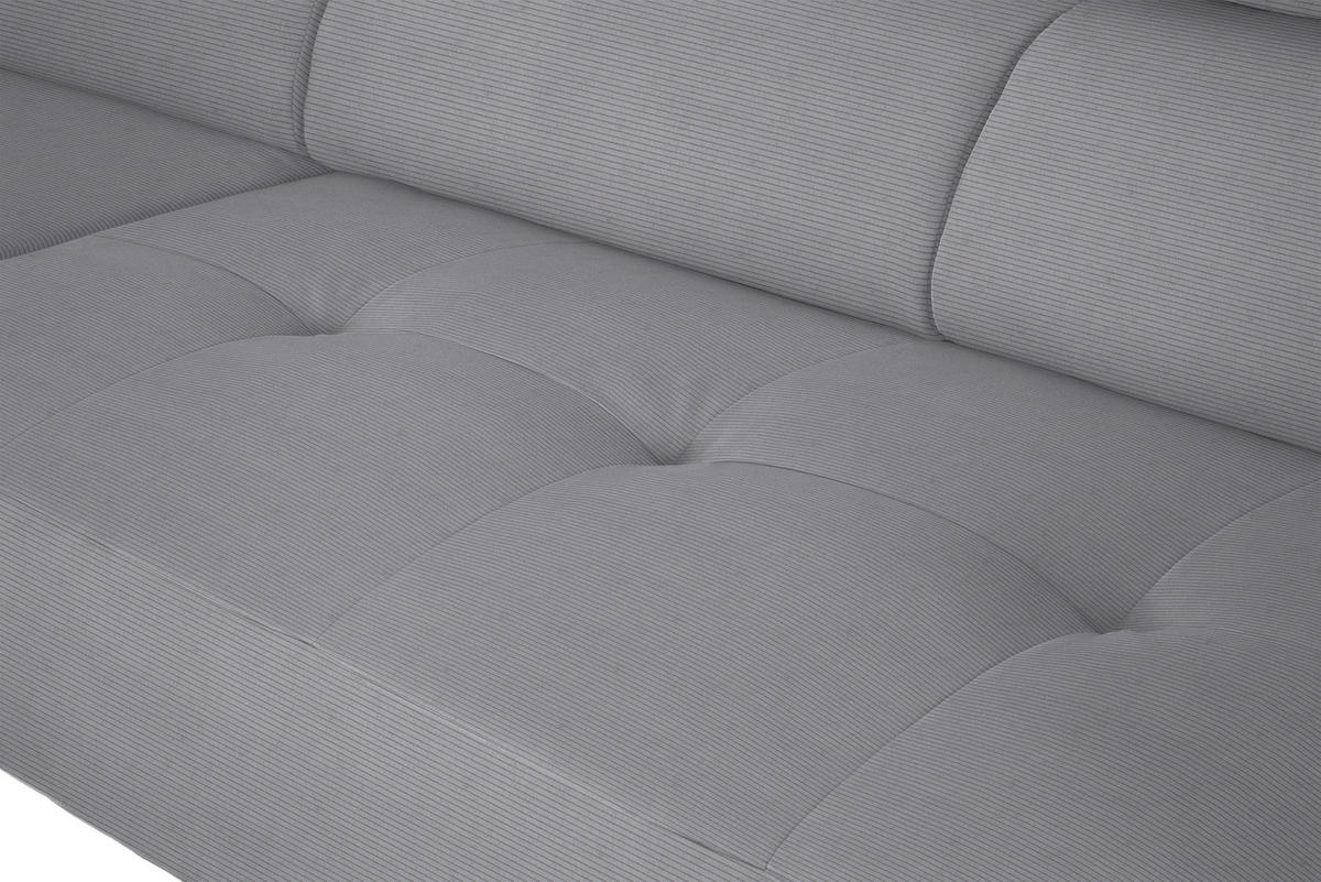 ECKSOFA Grau Feincord  - Schwarz/Grau, Design, Textil/Metall (205/280cm) - Xora