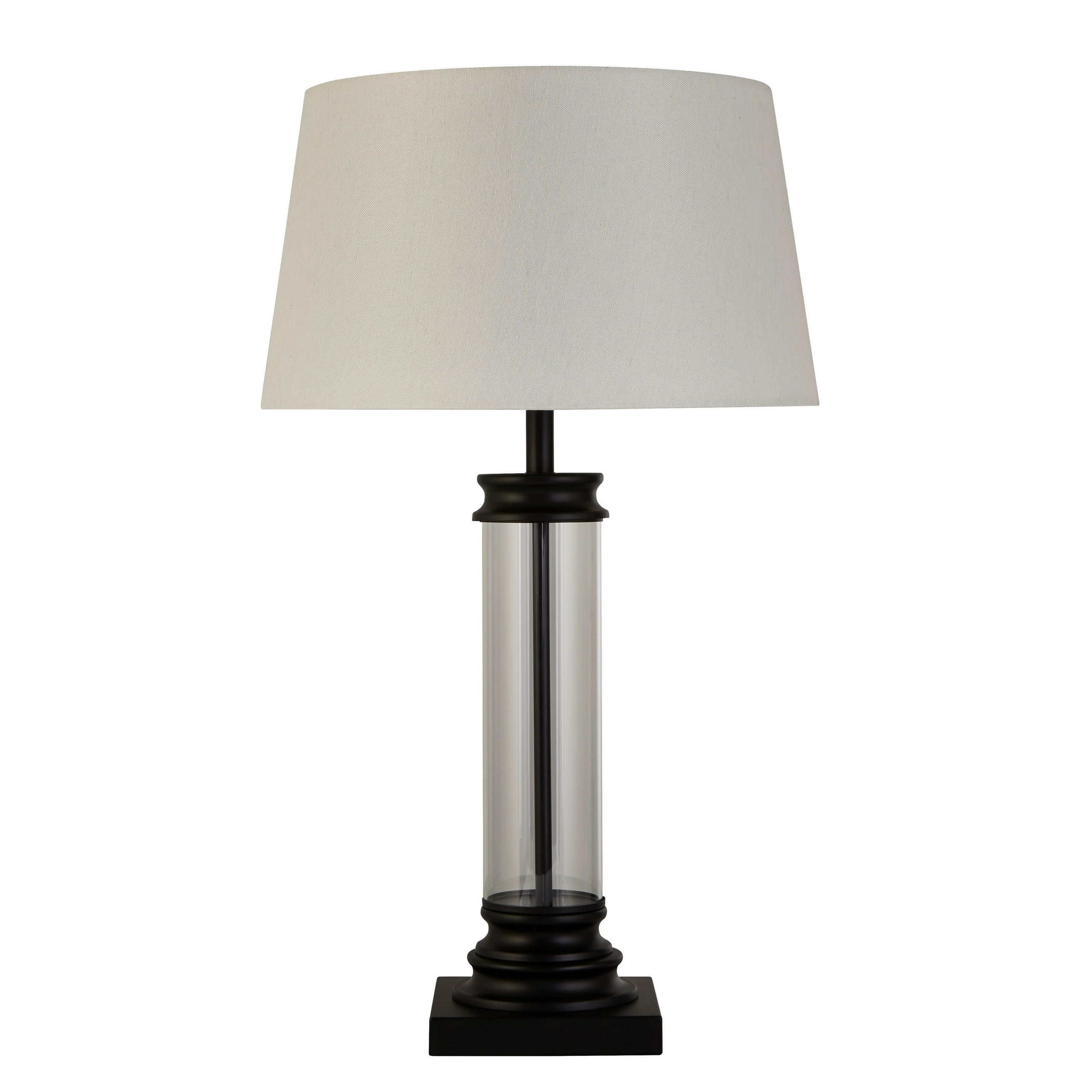 TISCHLEUCHTE 37/62 cm   - Schwarz/Weiß, KONVENTIONELL, Glas/Textil (37/62cm)