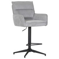 BARHOCKER Cord Hellgrau Stoffauswahl, Sitzfläche 360° drehbar  - Hellgrau/Schwarz, Design, Textil/Metall (54/98-120/58cm) - Novel