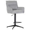 BARHOCKER Cord Hellgrau Stoffauswahl, Sitzfläche 360° drehbar  - Hellgrau/Schwarz, Design, Textil/Metall (54/98-120/58cm) - Novel