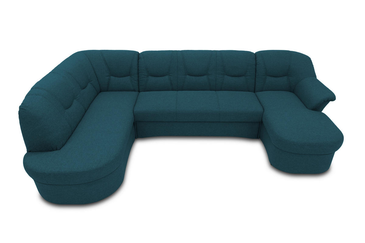 WOHNLANDSCHAFT in Mikrofaser Dunkelblau  - Schwarz/Dunkelblau, KONVENTIONELL, Kunststoff/Textil (180/295/146cm) - MID.YOU