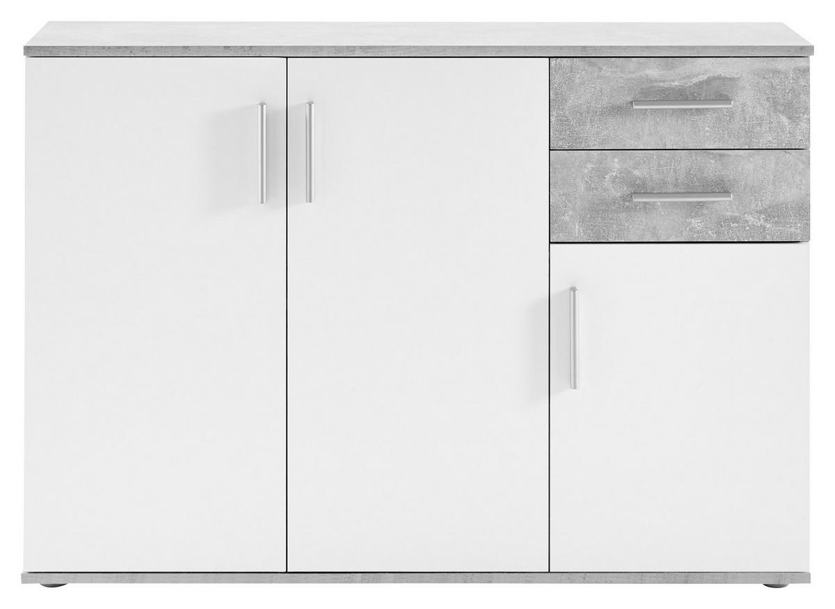 KOMODA, siva, bela  - srebrne barve/siva, Design, umetna masa/leseni material (120/82/35cm) - Boxxx