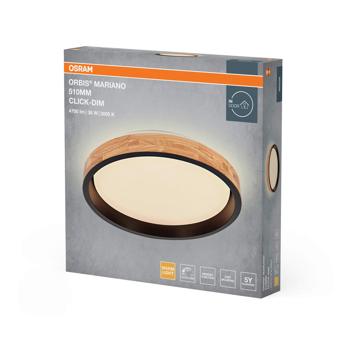 LED-DECKENLEUCHTE 51/8,5 cm  - Schwarz/Naturfarben, Natur, Holz/Kunststoff (51/8,5cm)