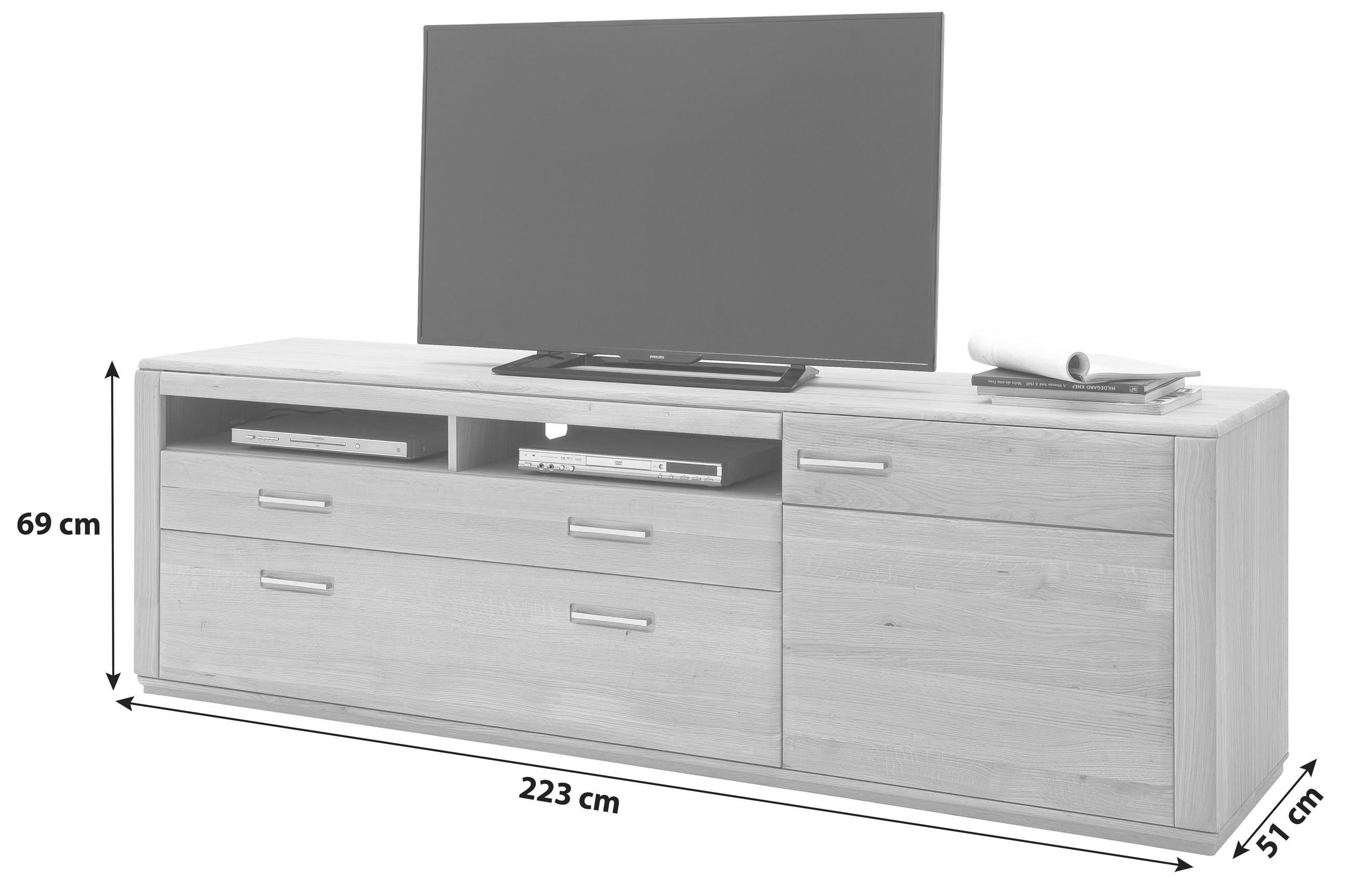 TV-ELEMENT - Eichefarben/Silberfarben, Design, Holz/Holzwerkstoff (223/69/51cm) - Livetastic