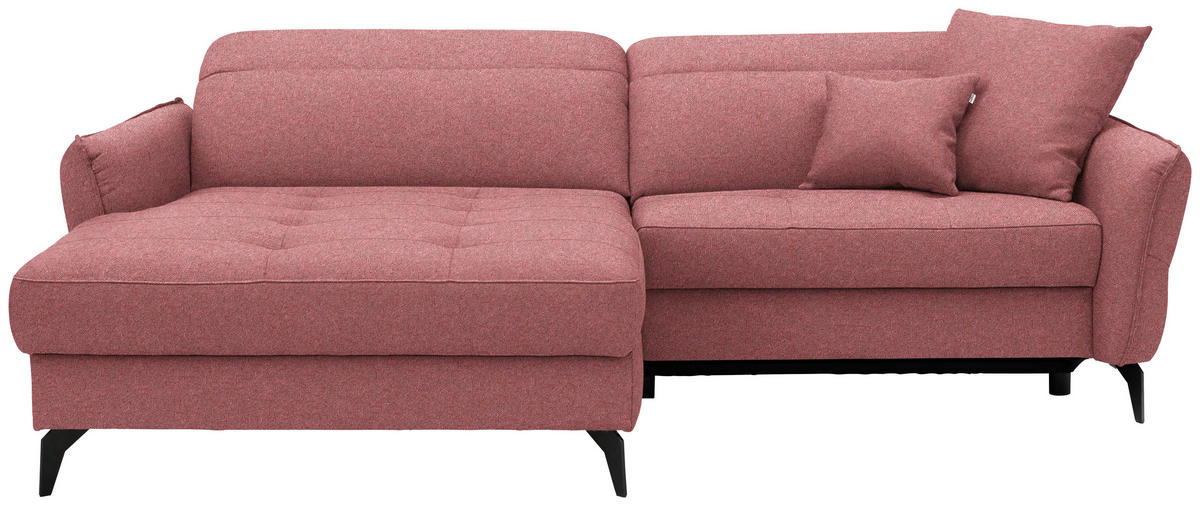 ECKSOFA MANTA in Flachgewebe Koralle  175/246 cm  - Koralle/Schwarz, Design, Textil/Metall (175/246cm) - Celina