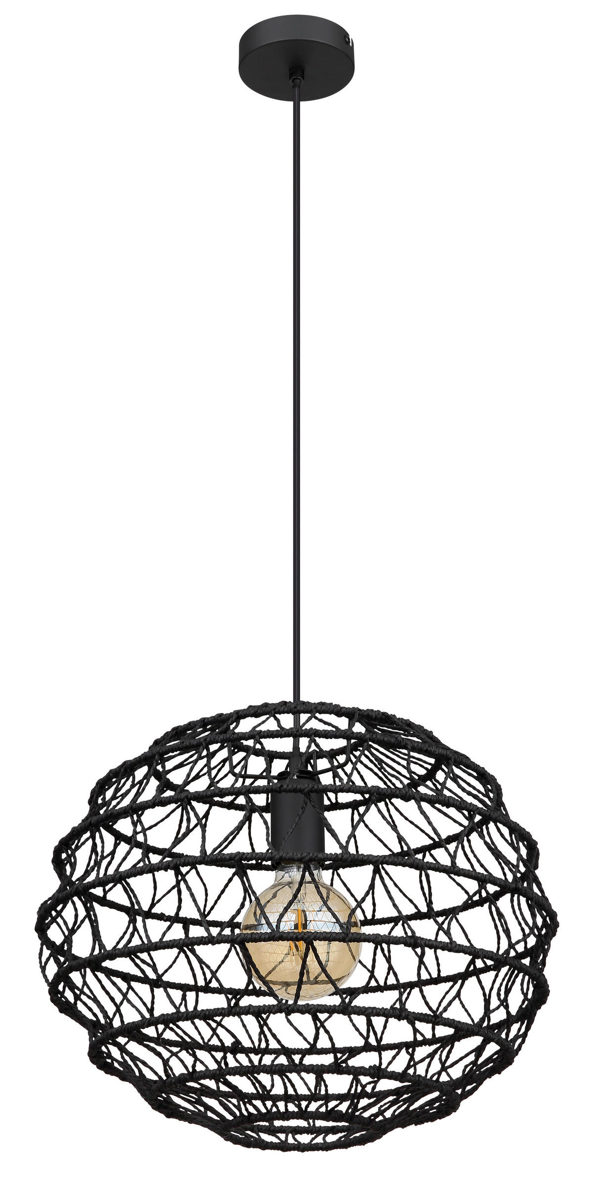 HÄNGELEUCHTE 39/120 cm    - Schwarz, Natur, Papier/Kunststoff (39/120cm) - Globo