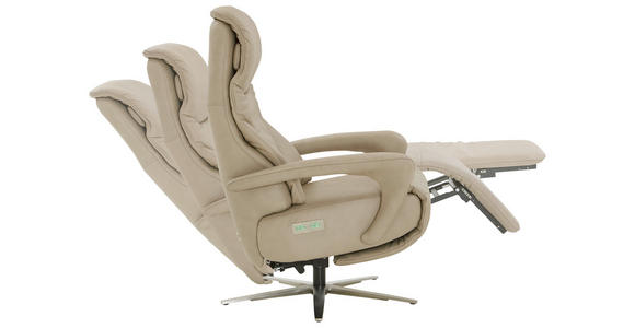 RELAXSESSEL Echtleder Relaxfunktion, Kopfteilverstellung, Nackenkissen    - Edelstahlfarben/Beige, Design, Leder/Metall (75/112/88cm) - Dieter Knoll