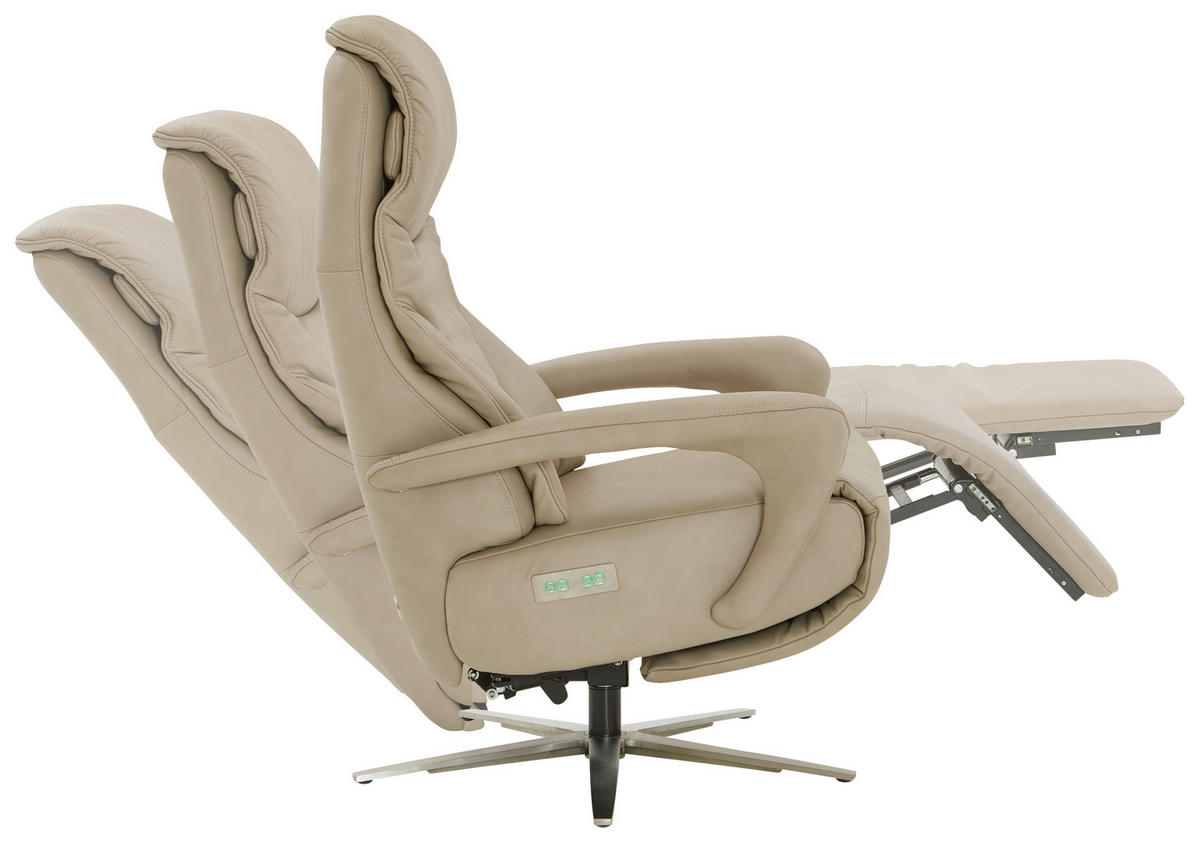RELAXSESSEL in Leder Beige  - Edelstahlfarben/Beige, Design, Leder/Metall (75/112/88cm) - Dieter Knoll