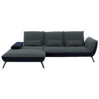 ECKSOFA  in Flachgewebe Blaugrau  191/301 cm  - Blaugrau/Schwarz, Design, Textil/Metall (191/301cm) - Moderano