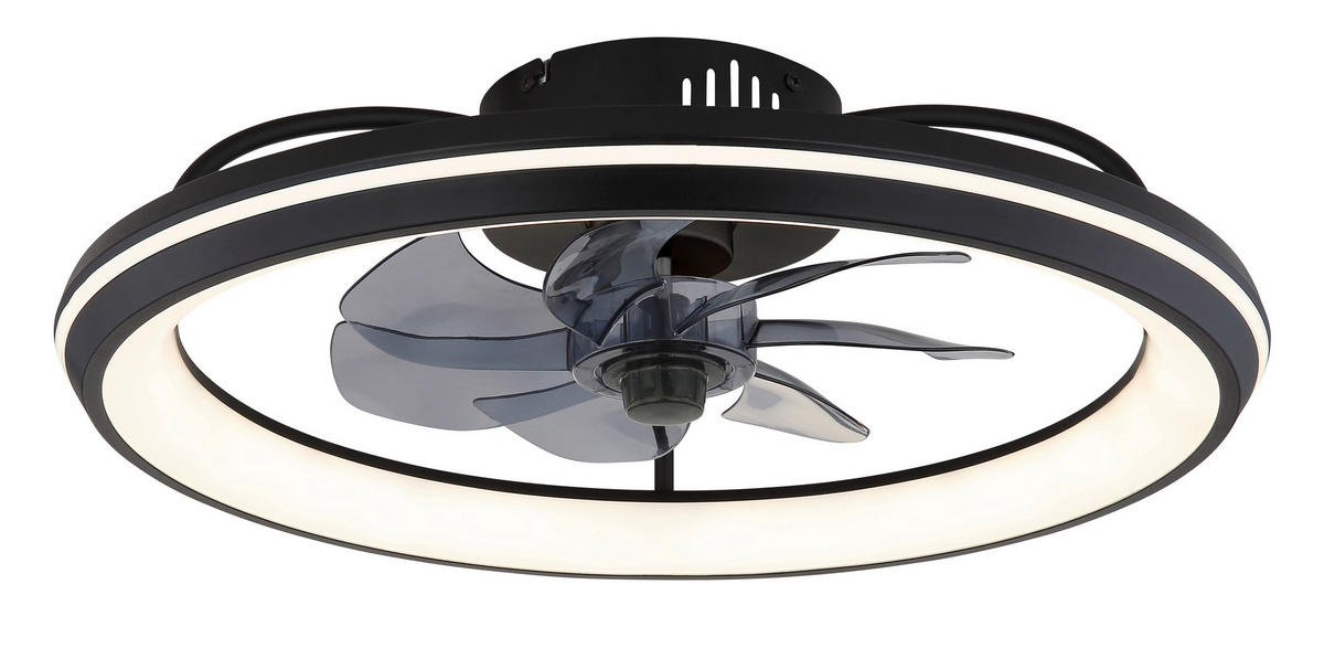 DECKENVENTILATOR  50/14 cm    - Opal/Schwarz, Design, Kunststoff/Metall (50/14cm) - Globo
