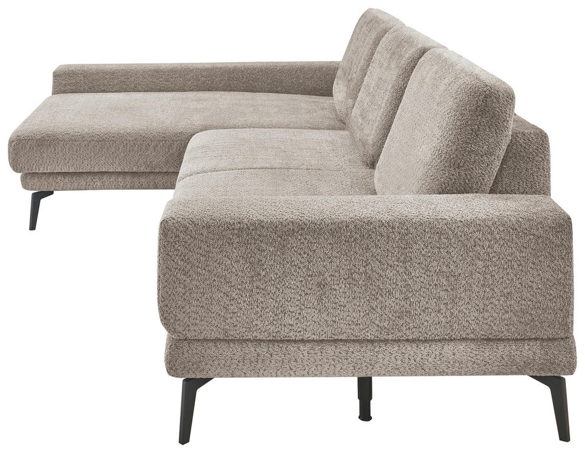 ECKSOFA Grau Chenille  - Schwarz/Grau, KONVENTIONELL, Textil/Metall (184/294cm) - SetOne by Musterring