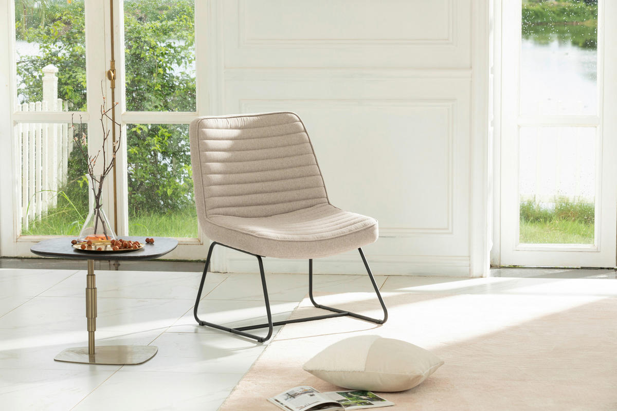 SESSEL Webstoff Beige    - Beige/Schwarz, MODERN, Textil/Metall (66/85/69cm) - P & B