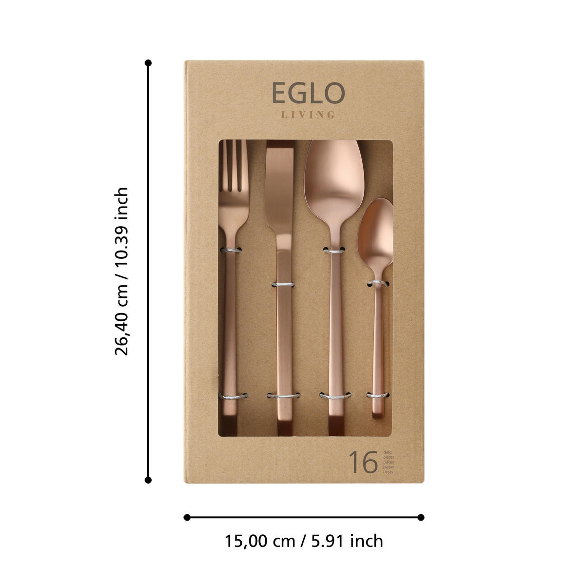BESTECKSET 16-teilig Edelstahl  für  - Roségold, Basics, Metall (23,5cm) - Eglo