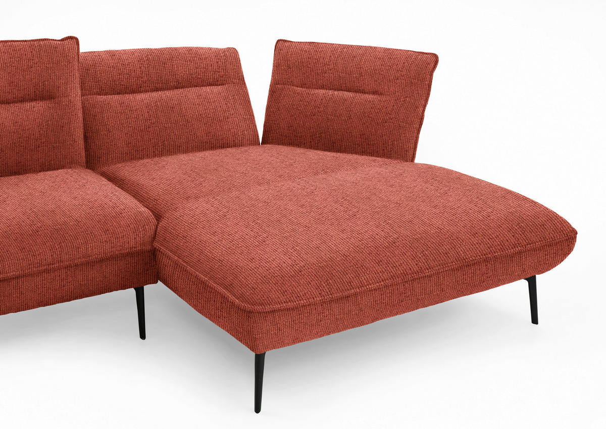 ECKSOFA in Flachgewebe Kupferfarben  - Schwarz/Kupferfarben, Design, Textil/Metall (339/153cm) - Moderano