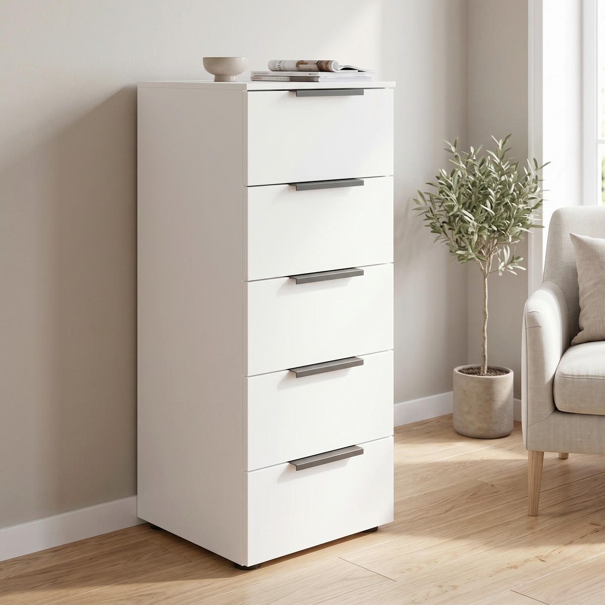 KOMODA, barvy grafitu, bílá, 40/100/42 cm - bílá/černá, Moderní, plast (40/100/42cm) - Rauch Möbel