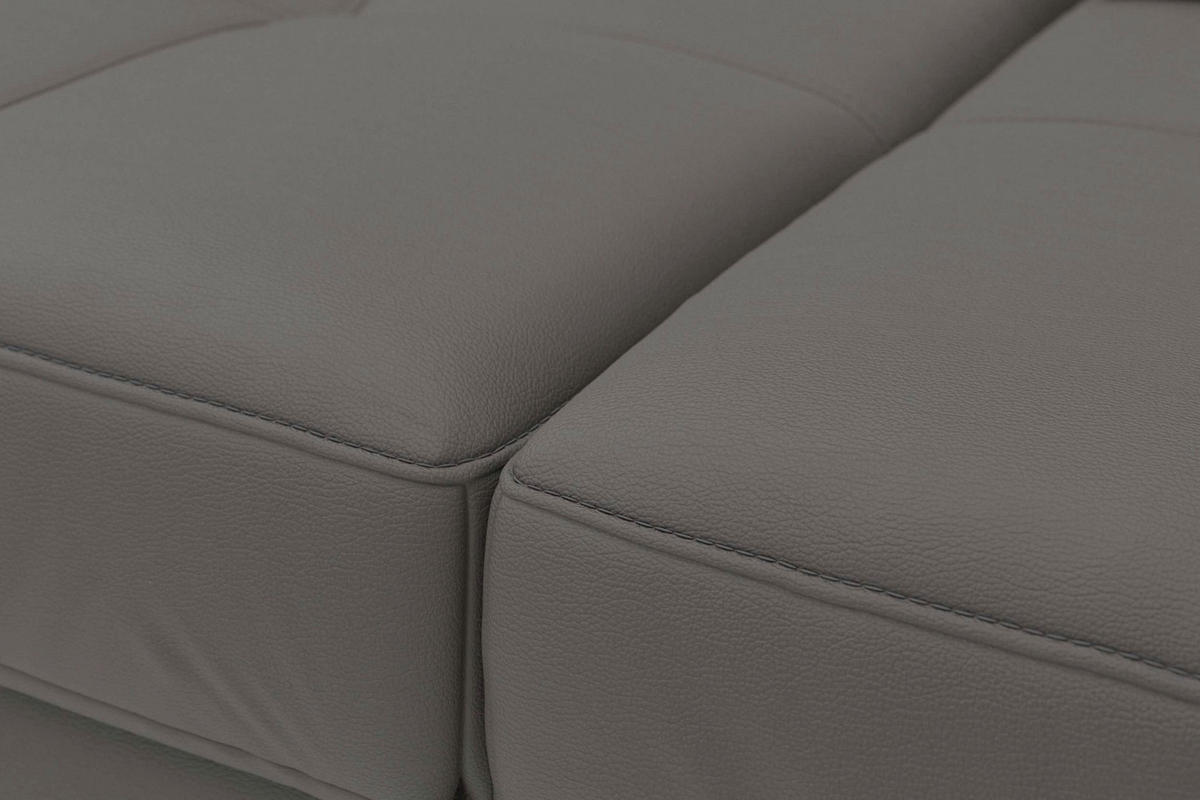 ECKSOFA COSTELLO E Mokka Echtleder Nierenkissen, Armteilverstellung, Sitztiefenverstellung  - Schwarz/Mokka, Basics, Leder/Textil (301/176cm) - Sit & More