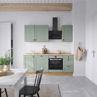 KÜCHENBLOCK Cascada 210 cm  in Eichefarben, Schilfgrün  - Schilfgrün/Eichefarben, MODERN, Holzwerkstoff/Metall (210cm) - Nobilia