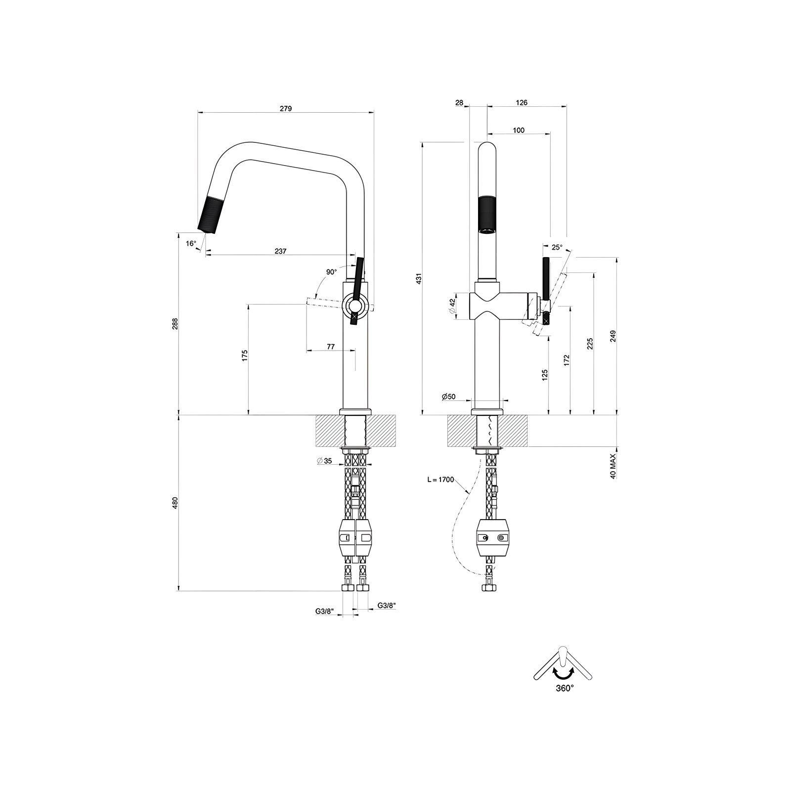 KÜCHENARMATUR - Bronzefarben, Basics, Keramik/Metall (12,6/43,1/27,9cm) - HKT