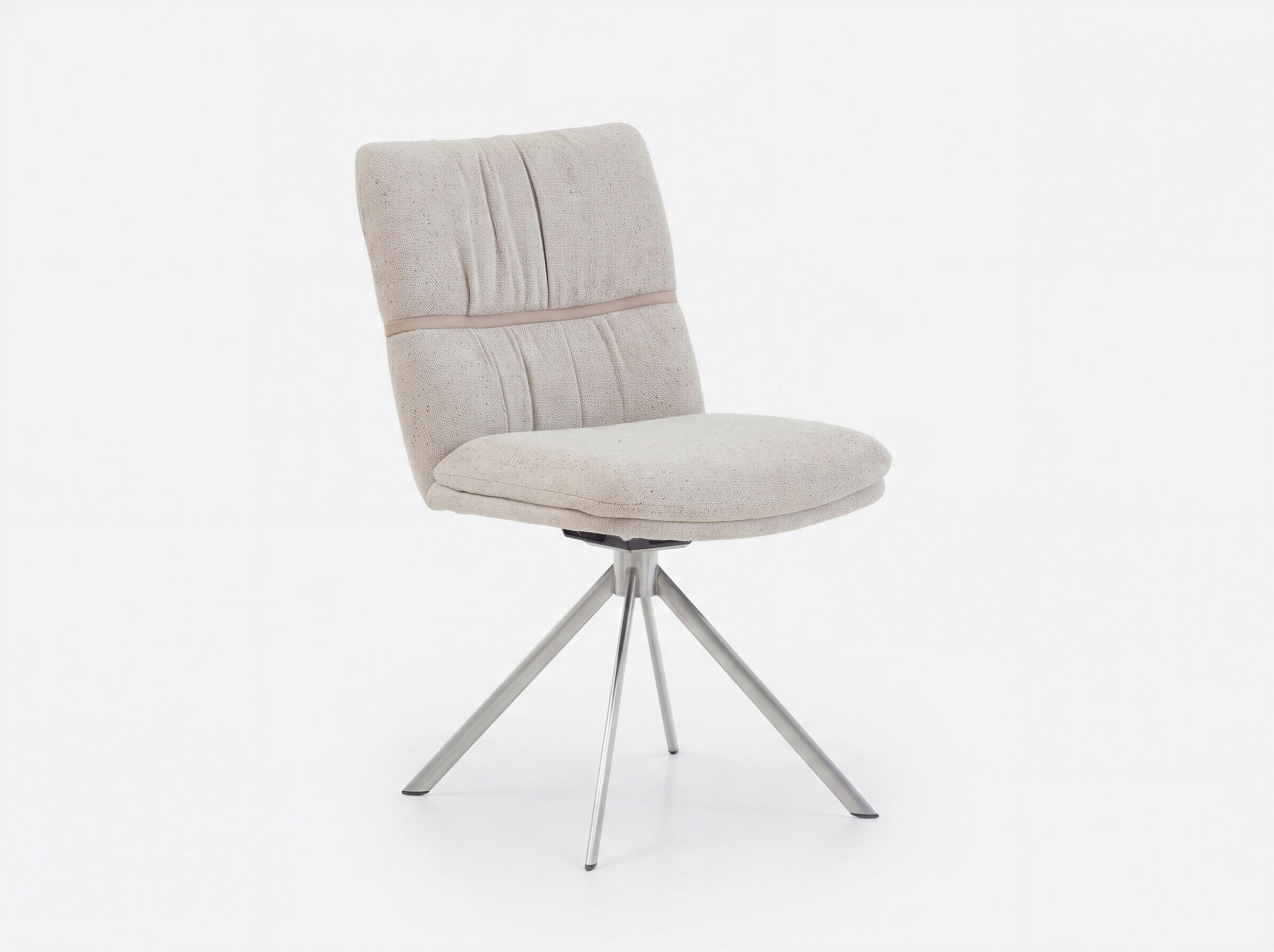 STUHL  Beinauswahl, Stoffauswahl, Sitzfläche 360° drehbar, automatische Rückholfunktion Mikrofaser  Naturfarben  - Edelstahlfarben/Naturfarben, Design, Textil/Metall (49/86/63cm) - Valdera