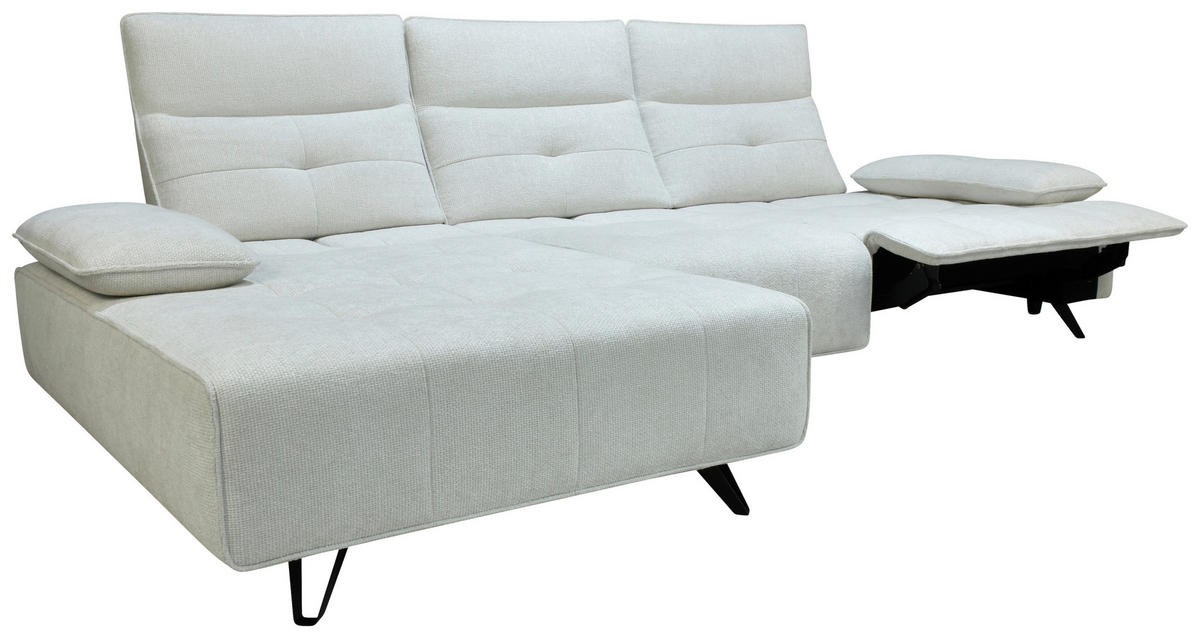 ECKSOFA Creme Chenille  - Creme/Schwarz, Design, Kunststoff/Textil (162/314cm) - Livetastic