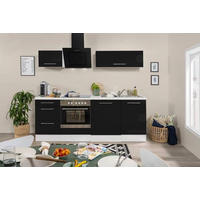 KÜCHENBLOCK 220 cm   in Schwarz, Weiss  - Weiss/Alufarben, Konventionell, Holzwerkstoff (220cm) - Respekta