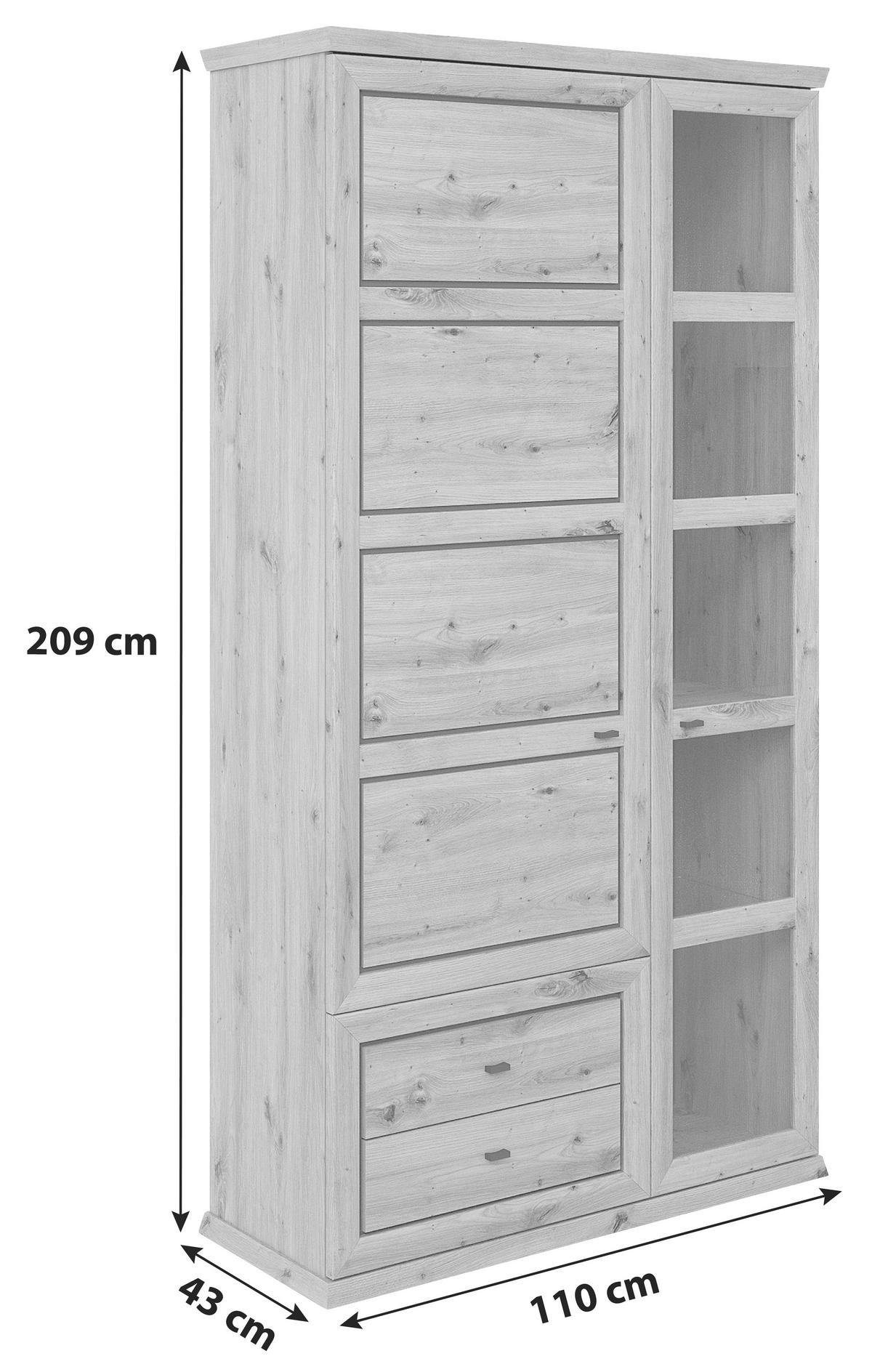 VITRINA, antracit, barve hrasta - barve hrasta/antracit, Konvencionalno, kovina/steklo (110/209/43cm) - Livetastic