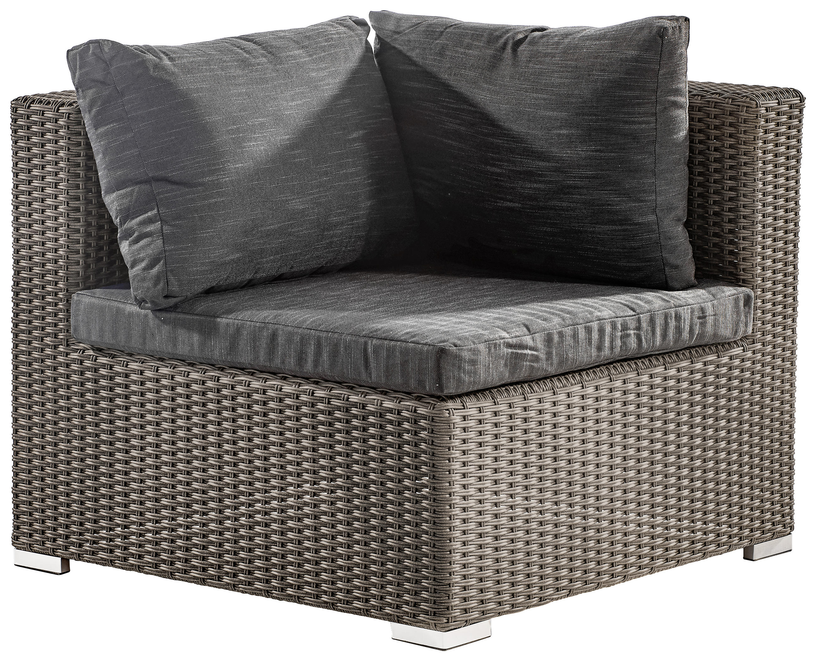 LOUNGEECKTEIL Grau, Schwarz Aluminium - Schwarz/Braun, Design, Kunststoff/Textil (84/70/84cm) - Ambia Garden
