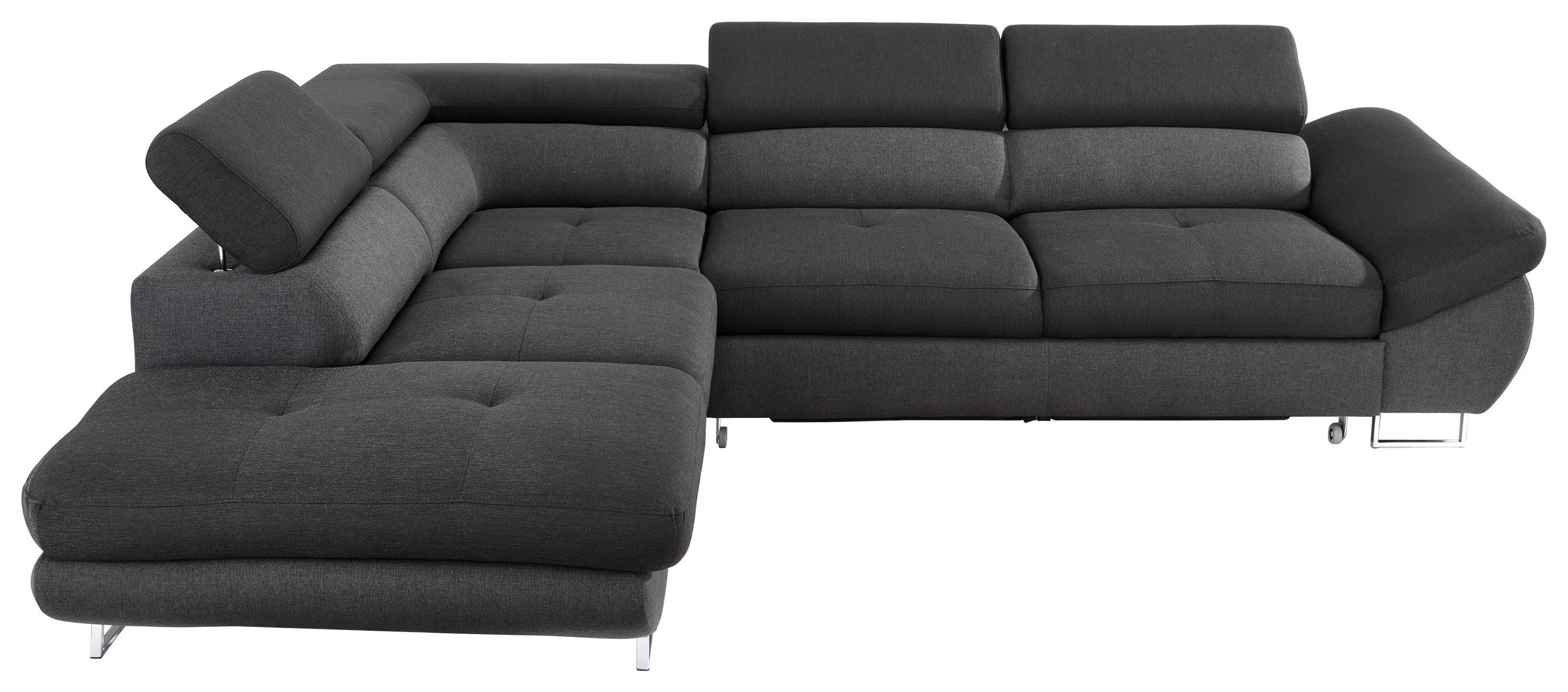 ECKSOFA Schwarz, Dunkelgrau Webstoff  - Dunkelgrau/Schwarz, Design, Textil/Metall (235/280cm) - Hom`in
