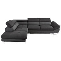 ECKSOFA  in Webstoff Schwarz, Dunkelgrau  235/280 cm  - Dunkelgrau/Schwarz, Design, Textil/Metall (235/280cm) - Hom`in