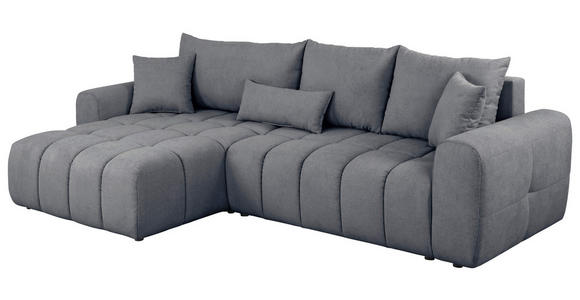 ECKSOFA  in Velours Dunkelgrau  168/298 cm  - Dunkelgrau/Schwarz, KONVENTIONELL, Kunststoff/Textil (168/298cm) - Carryhome