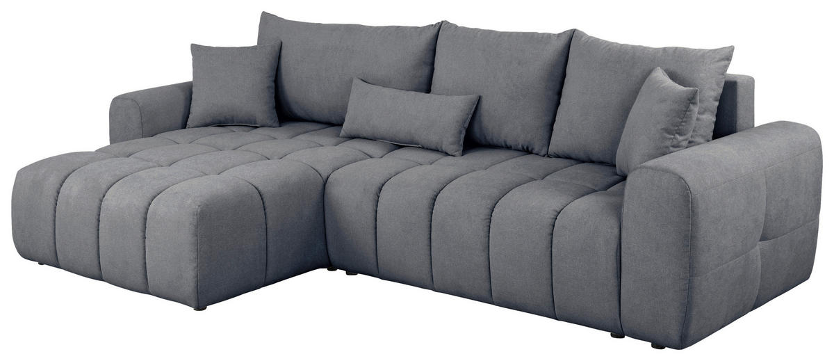 ECKSOFA in Velours Dunkelgrau  168/298 cm  - Dunkelgrau/Schwarz, KONVENTIONELL, Kunststoff/Textil (168/298cm) - Carryhome