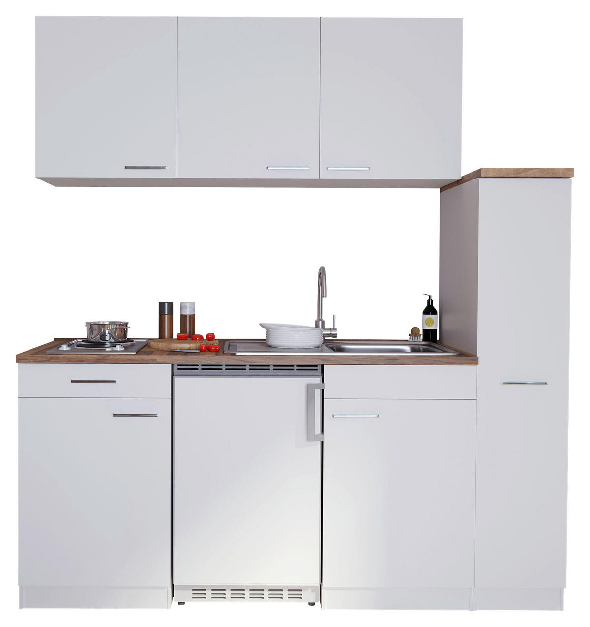 KÜCHENBLOCK 180 cm   in Weiss  - Weiss/Nussbaumfarben, Basics, Holzwerkstoff/Kunststoff (180cm) - Respekta