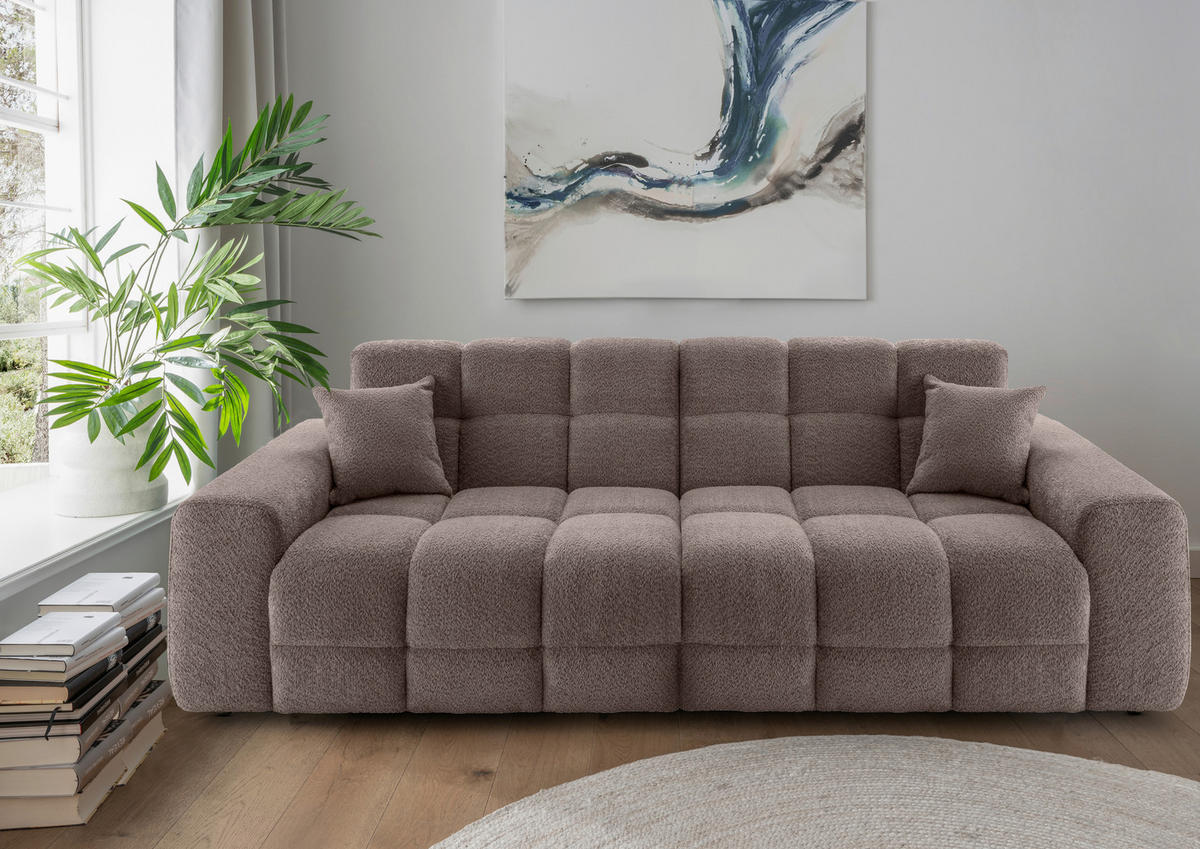 VIERSITZER-SOFA in Bouclé Taupe  - Taupe/Schwarz, MODERN, Kunststoff/Textil (300/87/120cm) - Livetastic