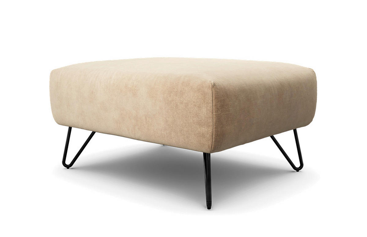 HOCKER Samt Sandfarben  - Sandfarben/Schwarz, Design, Textil/Metall (90/70/46cm) - SENSOO
