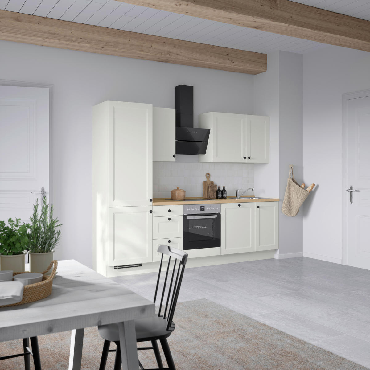 KÜCHENBLOCK Cascada 270 cm  in Weiß, Eichefarben  - Eichefarben/Schwarz, MODERN, Holzwerkstoff/Metall (270cm) - Nobilia