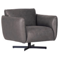 SESSEL in Echtleder Grau  - Schwarz/Grau, KONVENTIONELL, Leder/Metall (100/80/90cm) - Carryhome