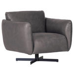 SESSEL in Echtleder Grau  - Schwarz/Grau, KONVENTIONELL, Leder/Metall (100/80/90cm) - Carryhome