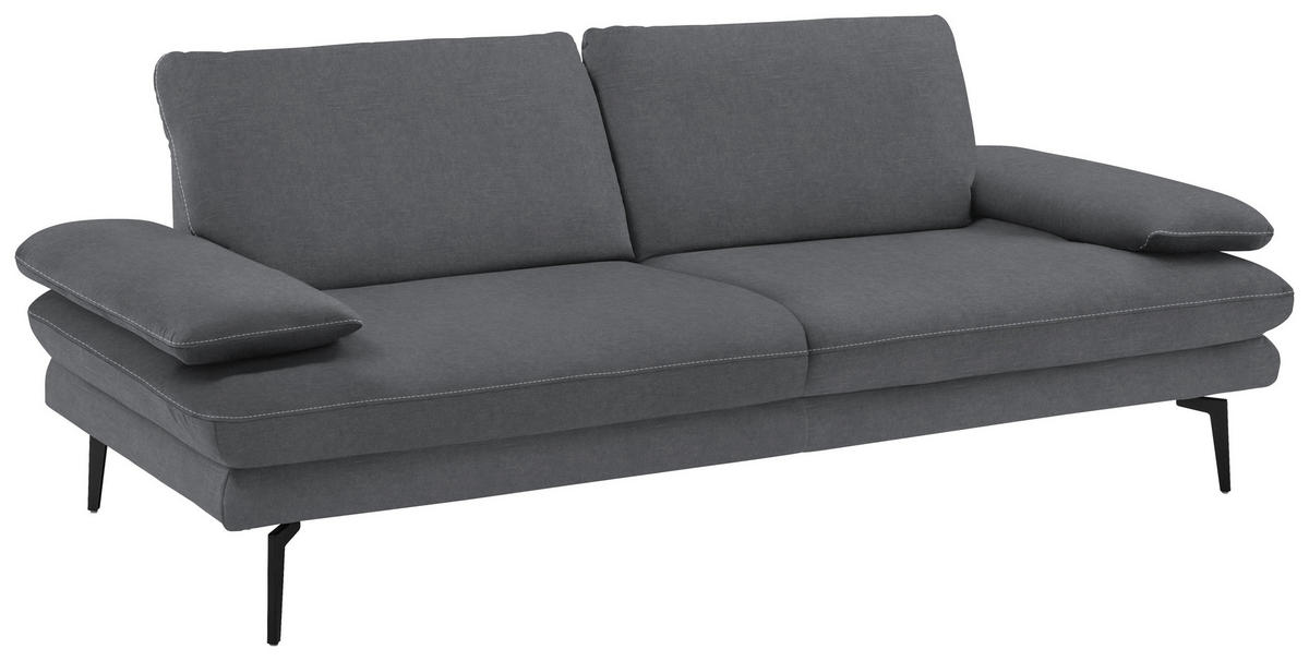 3-SITZER-SOFA in Velours Silberfarben  - Beige/Silberfarben, Design, Textil/Metall (222/89/104cm) - Dieter Knoll