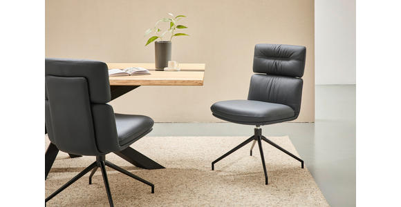 STUHL  in Eisen Echtleder pigmentiert Metall, Leder  - Schwarz, Design, Leder/Metall (50/92/64,5cm) - Dieter Knoll