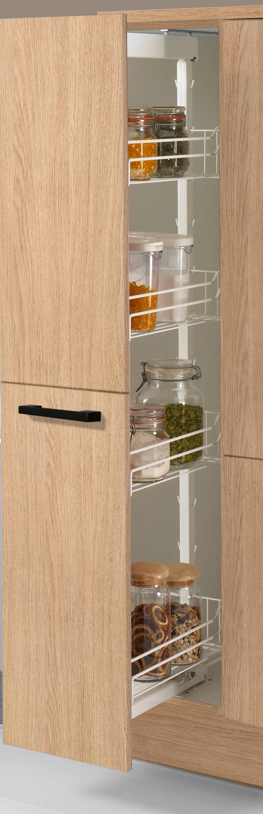 KÜCHENBLOCK PN 100 290 cm  in Eichefarben, Beigebraun  - Eichefarben/Beigebraun, Design, Holzwerkstoff/Metall (290cm) - Pino