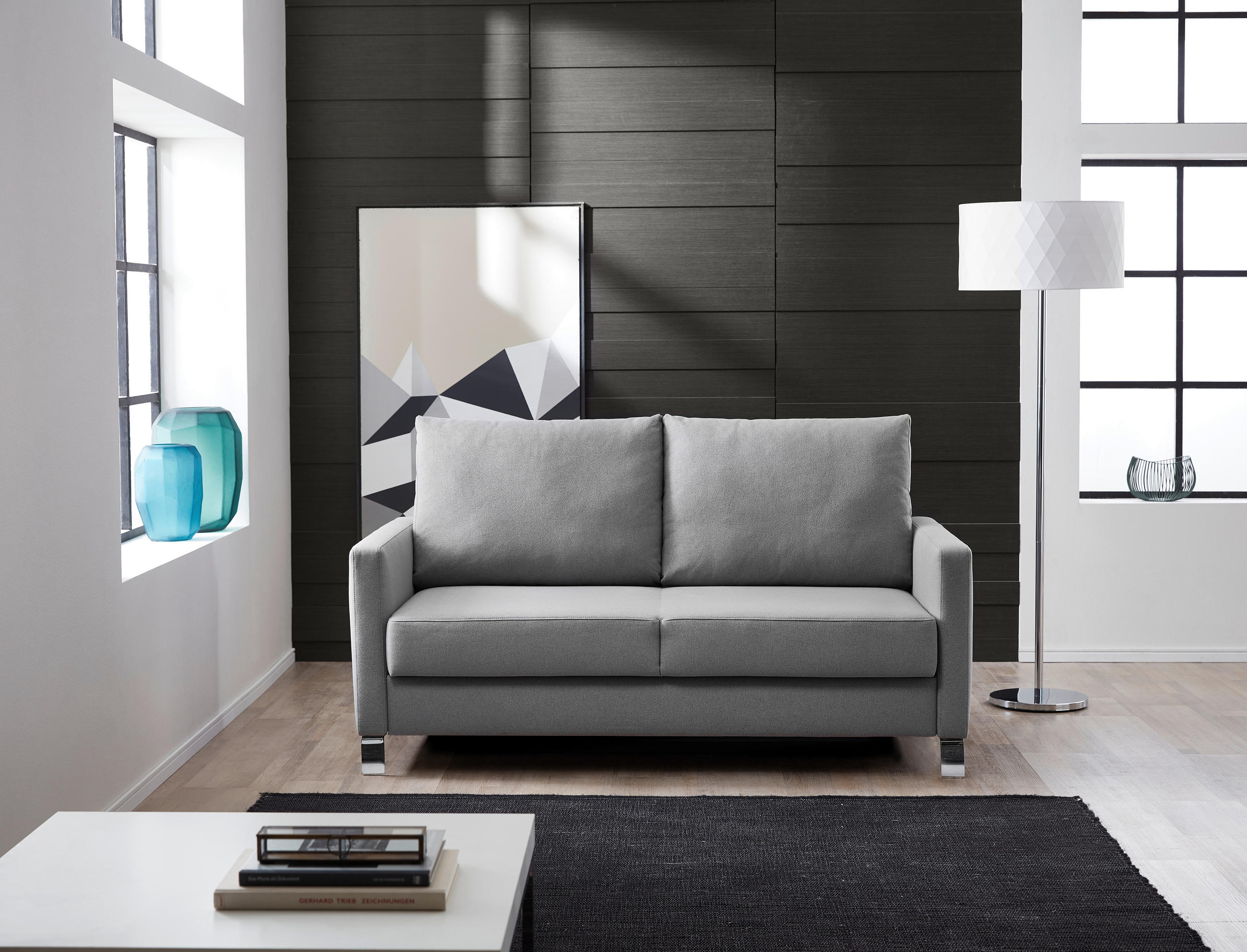 SCHLAFSOFA Flachgewebe Hellgrau  - Chromfarben/Hellgrau, Design, Textil/Metall (140/90/95cm) - Bali