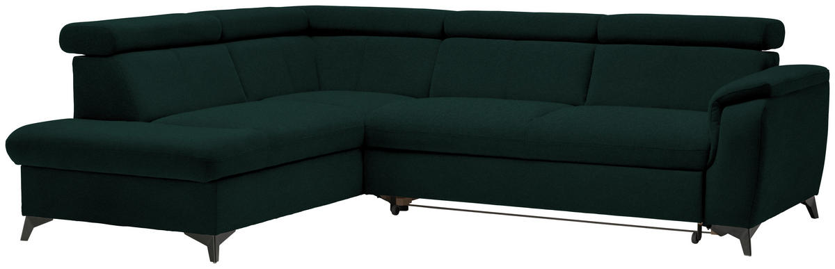 ECKSOFA in Mikrofaser Waldgrün  - Waldgrün/Schwarz, Design, Textil/Metall (203/260cm) - Stylife