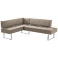 ECKBANK 165/227 cm  in Edelstahlfarben, Sandfarben  - Sandfarben/Edelstahlfarben, Design, Textil/Metall (165/227cm) - Moderano