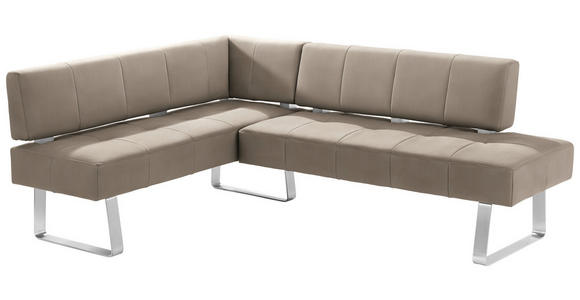 ECKBANK 165/227 cm  in Edelstahlfarben, Sandfarben  - Sandfarben/Edelstahlfarben, Design, Textil/Metall (165/227cm) - Moderano